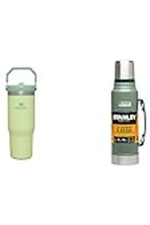 Stanley IceFlow Flip Straw Botella Agua con Pajita 0.89L - Conserva el Frío 12 Horas - Antifugas & Classic Legendary Bottle 1L Hammertone Green - Botella Termica 1 Litro de Acero