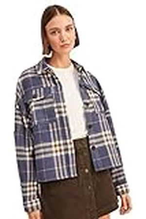 Springfield Sobrecamisa Cuadros Flecos, Chaqueta Mujer, , S