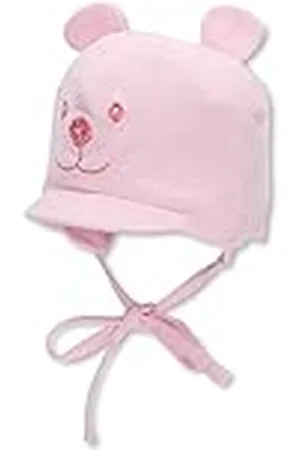 Sterntaler Gorro con visera para niña con cinta para el cuello con bonito motivo de oso, Edad: 2-3 meses, Tamaño: 37, Rosa