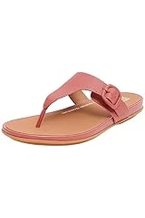 FitFlop Gracie Rubber-Buckle Leather Toe-Post Sandals, Chanclas Mujer, Rojo (Dusky Red), 36 EU