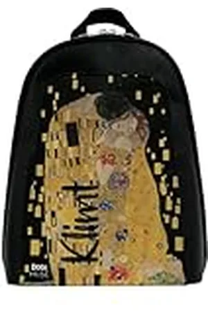 Dogo Femme Cuir Vegan Noir Fait Main et Mode Sac à dos - Gustav Klimt The Kiss Muse Motif