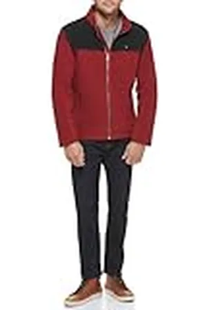Tommy Hilfiger Lightweight Polar Fleece Jacket Chaqueta de Forro, Negro/Rojo, L para Hombre