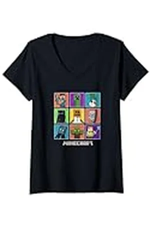 Minecraft Group Shot Colored Box Up Camiseta Cuello V