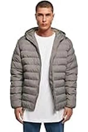 Urban classics Chaqueta de invierno con capucha para hombre, cálida y acolchada, cortaviento de material sintético, plumón apto para entretiempo