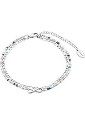 QS by s.Oliver Tobillera de acero inoxidable joyería de verano de las señoras, con cristal, 22+5 cm, , Infinito, Viene en caja de regalo de joyería