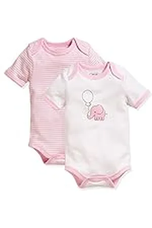 Playshoes Schnizler Kurzarm, 2er Pack Elefant, Oeko-Tex Standard 100 Bodis de Manga Corta 5, Rosa (Rosa 14), 74 (Talla del Fabricante: 74/80) Unisex niños