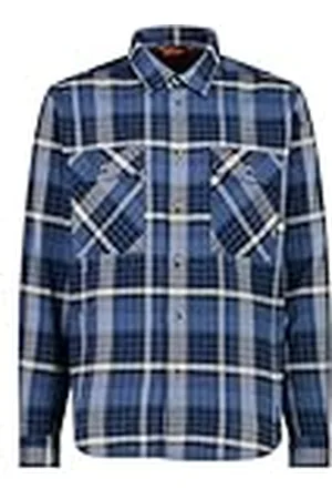 CMP Camisa de Franela para Hombre, B.Bluestone-White, Talla 48