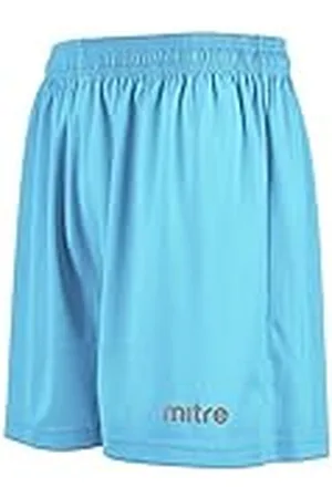 Mitre Metric II Pantalones cortos de entrenamiento de fútbol juveniles, ropa deportiva, pantalones cortos de gimnasio transpirables, talla M juvenil, celeste