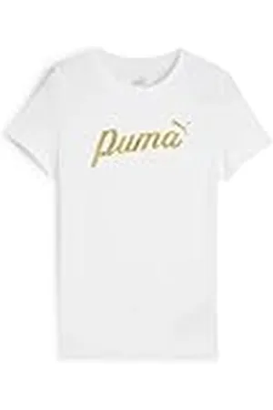 PUMA ESS+ Script Metallic tee G, Camisetas Chicas, White-Black Rubber, 682778