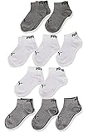 PUMA Quarter Calcetines, Gris/Blanco, 39-42 (Pack de 10) Unisex niños
