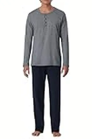 Schiesser Schlafanzug Lang mit Knopfleiste-Nightwear Set Juego de Pijama, Opaco, , 52 Hombres