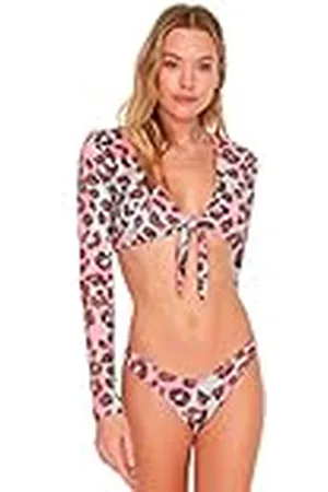 Trendyol Bikini con Cuello en V Estampado Leopardo Six Parte Inferior, , 44 para Mujer