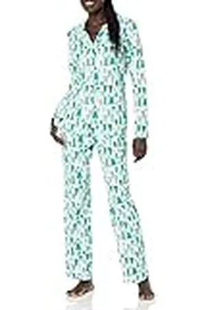 Amazon Conjunto de Pijama de Franela con Botones en la Parte Delantera y Manga Larga Mujer, , M