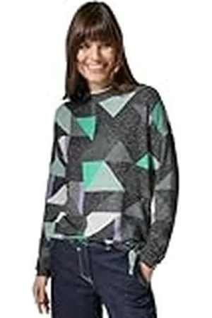 CECIL B322380 Camiseta Multi AOP Viscose, Color Negro, S Mujeres