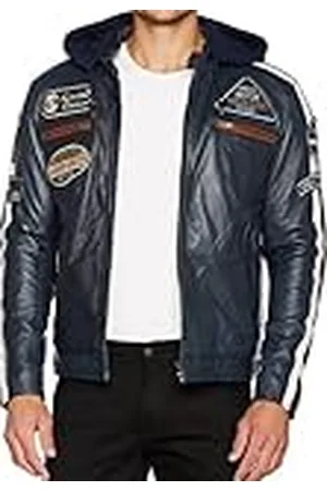 Urban Leather Chaqueta Moto Hombre en Cuero 58 Gents | Cazadora de Moto de Piel de Cordero | Armadura Removible para Espalda, Hombros y Codos Aprobada por la CE | | 7XL