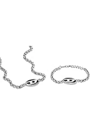 Diesel Collar y pulsera para hombre, acero inoxidable plateado, set