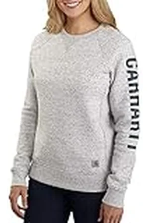 Carhartt Sudadera con Logotipo Color Block en la Manga, Cuello Redondo, Tejido de Grosor Medio, Ajuste Ligeramente Holgado, , XL para Mujer