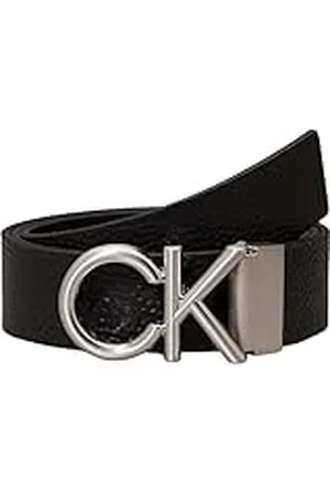 Calvin Klein Cinturón Hombre Metal Hebilla con Monograma, Negro (Ck Black Pebble), 130 Cm