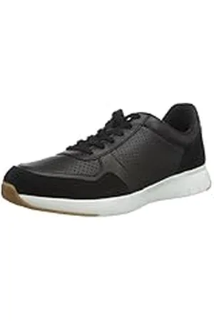 FitFlop ANATOMIFLEX Mens Leather-Mix Sneakers, Zapatillas Hombre, (Blacky 01), 45 EU