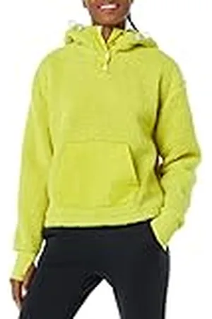 Amazon Chaqueta corta de forro polar con capucha y botones - colores interrumpidos Mujer, , 6XL Grande