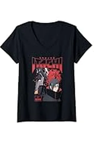 Naruto Mujer Shippuden Itachi Uchiha Red Splatter Anime Camiseta Cuello V