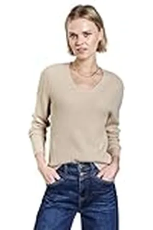 Street one A303041 Suéter Acogedor con Cuello en V, Sheer Beige Mel, 46 para Mujer