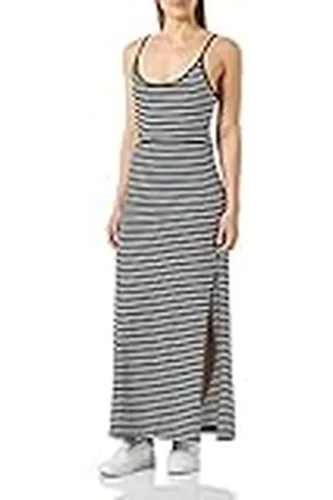 VILA Vidarling S/L Maxi Dress-Noos Vestido, Negro/Rayas: Nieve óptica, Mujer