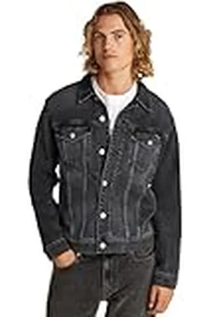 Calvin Klein Cazadora vaquera Hombre Slim con bolsillos en el pecho, Negro (Denim Black), L
