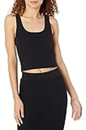 THE DROP Camiseta para Mujer, Femi Corta Acanalada sin Mangas con Cuello Redondo, , M