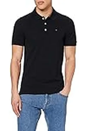 Tommy Hilfiger Piqué P Camiseta Polo con Cierre de 3 Botones, Negro , XS para Hombre