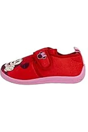 Disney Zapatillas de Andar por Casa de Minnie Mouse - Color y Rosa - Talla 34-35 - Cierre de Velcro - Zapatillas Infantiles Tipo Francesita de Poliéster y TPR - Producto Original Diseñado en España