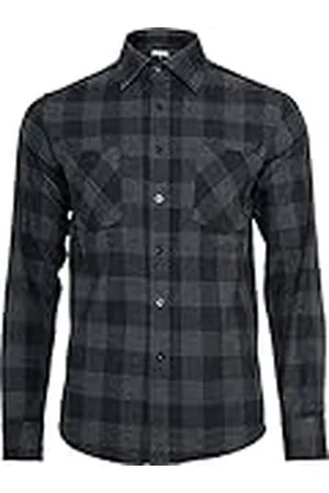 Urban classics Camisa de cuadros de manga larga clásica, con 2 bolsillos en el pecho, cierre abotonado, ajuste holgado, dobladillo redondeado, distintos colores, tallas S - 3XL