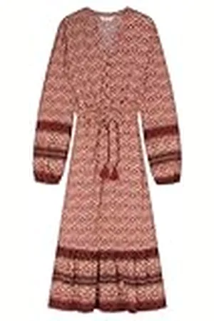 Springfield SPRINGFILED, Mujer, Vestido Midi Camisero Cenefas, Red, 40