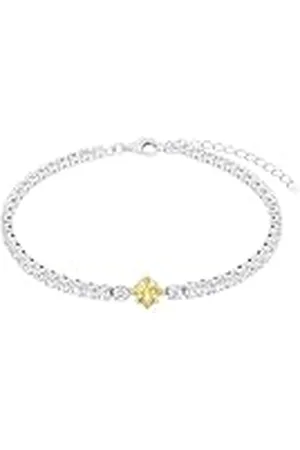 Amor Pulsera de plata de ley 925 para señora, con circonitas sintéticas, 17+4 cm, dorada, se entrega en caja de regalo de joyería, 2039100