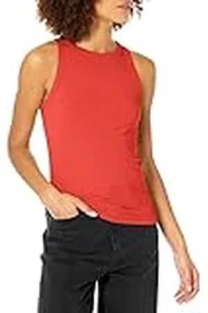 THE DROP Valerie Camiseta sin Mangas en Punto de Canalé de Cuello Cerrado con Espalda de Nadadora para Mujer, , 5XL Grande