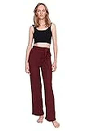 Trendyol Woman Homewear High Waist Wide Leg Pants Pantalones, , XL para Mujer