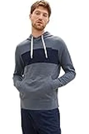 TOM TAILOR Espacial Sudadera con Capucha Colorblock en Aspecto espaciado, 32437-Dusty Dark Teal Spacedye, XL para Hombre