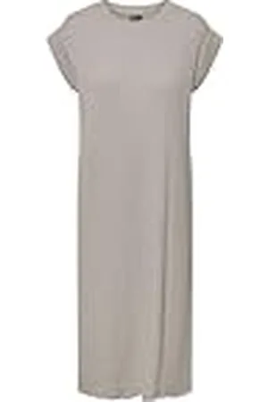 Pieces® Pclena SS Midi Dress Vestido, Gris Plateado, S para Mujer