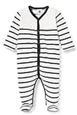 Petit Bateau Dormir bien pijamas para Unisex bebé, Blanco Marshmallow / Azul Smoking, 9 meses