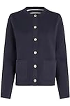 Tommy Hilfiger Chaqueta de Punto Mujer Cardigan Co Jersey Reversible Cardi con Botones, Multicolor (Breton STP Ivory Petal/Dsrt Sky), S
