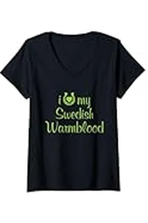 Hip Mujer Entrenador de espectáculos ecuestres «I Love My Swedish Warmblood Horse» Camiseta Cuello V