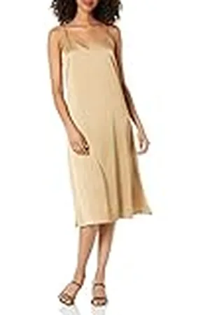 THE DROP Ana Silky vestido de cuello en V Midi Slip para Mujer, , 3XL Grande
