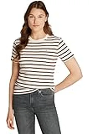 Tommy Hilfiger Camiseta de manga corta Mujer Slim Cody con cuello redondo, Multicolor (Fine Stp Calico/ Deep Rouge), XS