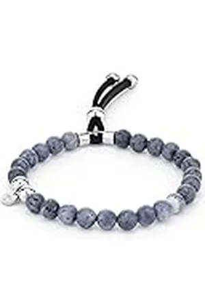 Fynch-Hatton Pulsera de cuentas de piedra de acero inoxidable, 16 cm, Acero inoxidable, Blue Sponge Coral
