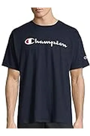 Champion Camiseta clásica con diseño gráfico, Blanco/Azul Marino, XXL para Hombre