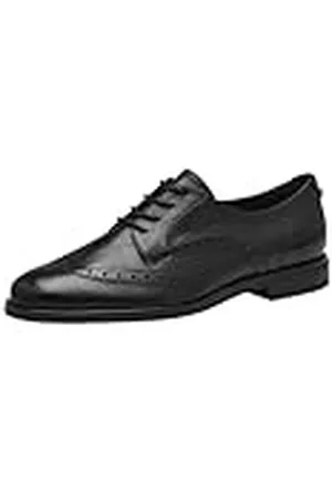 Tamaris Zapatos de Cordones de Caña Baja para Mujer, Cómodos, de Piel, Negro, 41 EU