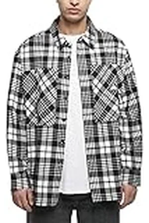 Southpole Checked Woven Shirt Camisa, Blanco/Negro, S para Hombre