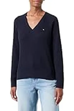 Tommy Hilfiger Jersey Mujer Cable Sweater con Cuello de Pico, , L
