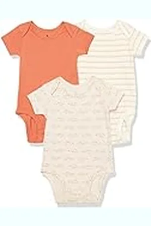 Amazon Body de Manga Corta de Punto elástico de algodón (Anteriormente Amazon Aware) Unisex Bebés, Pack de 3, , 0-3 Meses