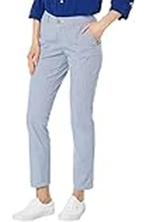 Tommy Hilfiger Pantalón Chino Hampton para Mujer a Rayas Casual, Azul y blan, 8